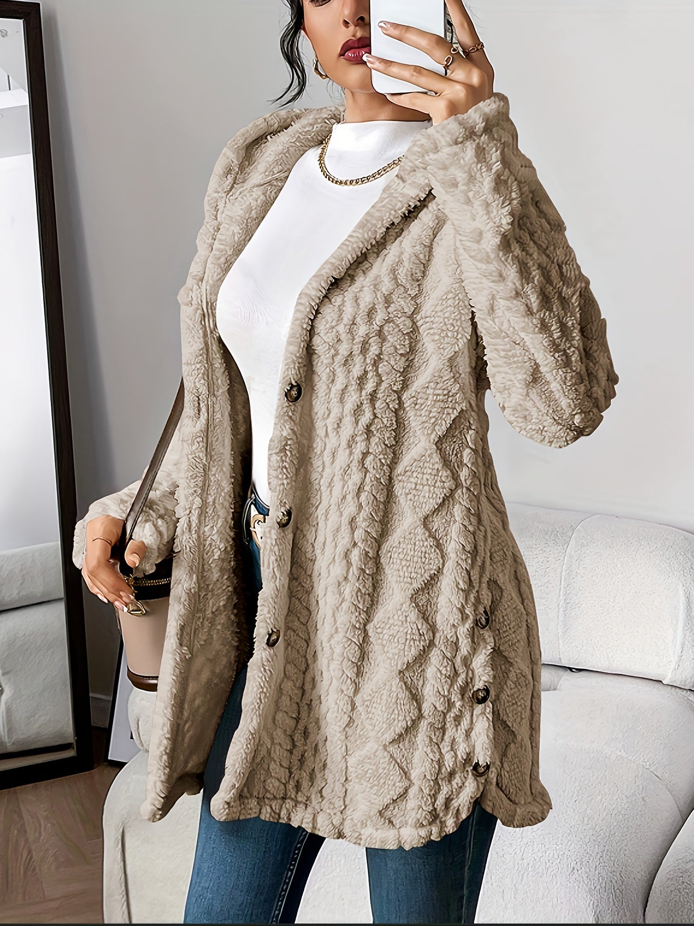 Chloe | Women's Relaxed Plush Hooded Cardigan
