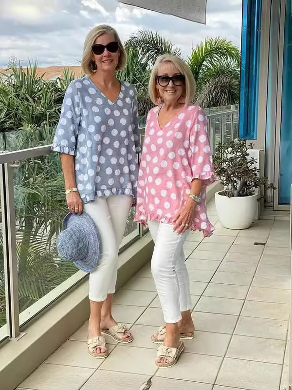 Chloe | Women's Polka Dot Stylish V-Neck Blouse