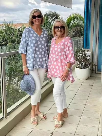 Beth | Women's Polka Dot Stylish V-Neck Blouse