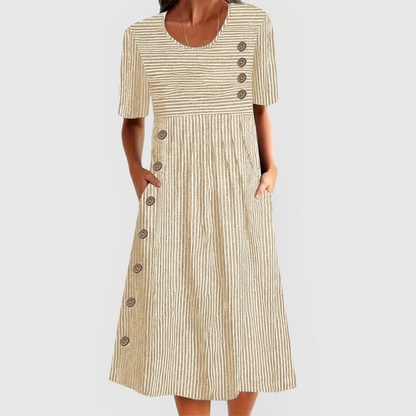 Wanda | Women's Striped Midi Dress with 3/4 Sleeve