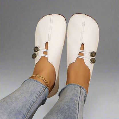 Kreszentia | Women's Cushioned Lace-Up Cozy Button Slip-On Shoes