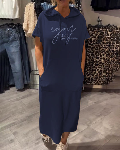 Bridget | Women's Longline Casual Hoodie Midi Dress with Drawstring