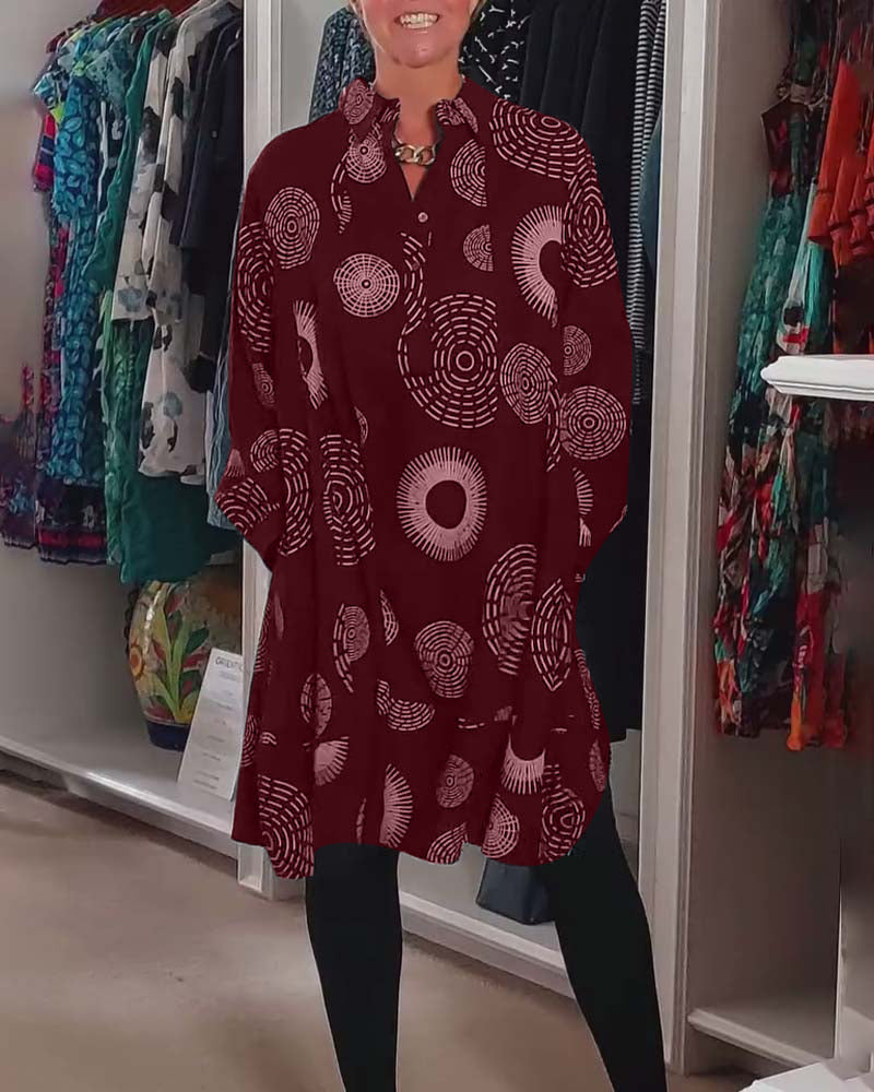 Marlene | Women's Casual Geometric Print Midi Dress