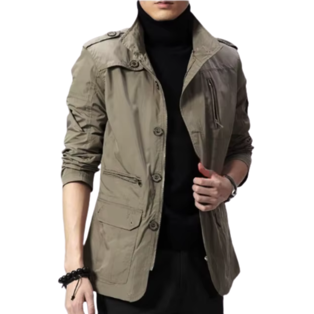 Men's Elegant Windproof Jacket with Long Sleeve