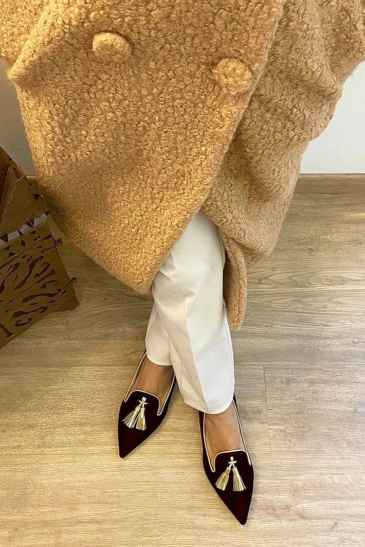 Women's Cushioned Pointed-Toe Loafer With Elegant Tassel