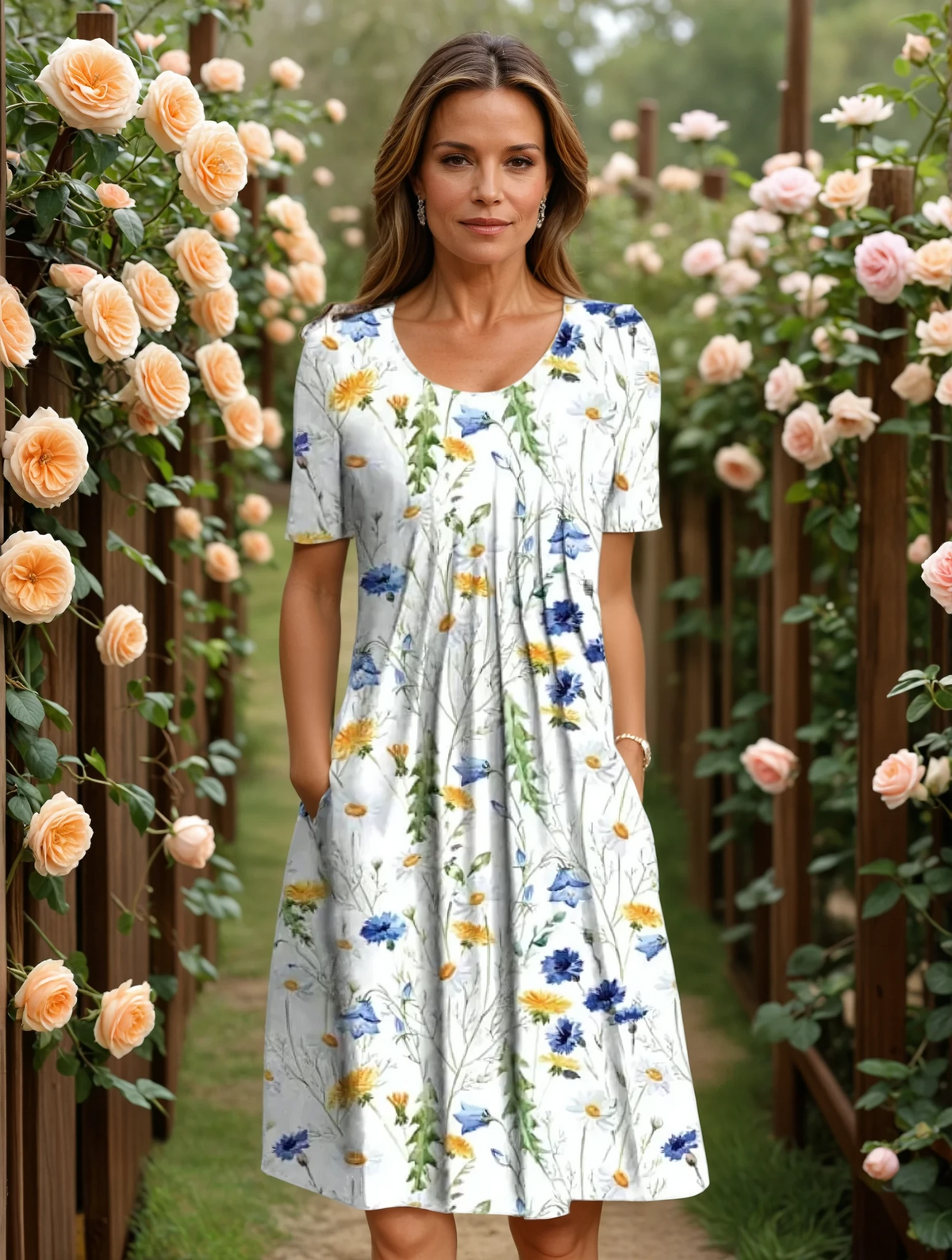 Fiona | Women's Elegant Everyday Midi Dress with Pockets
