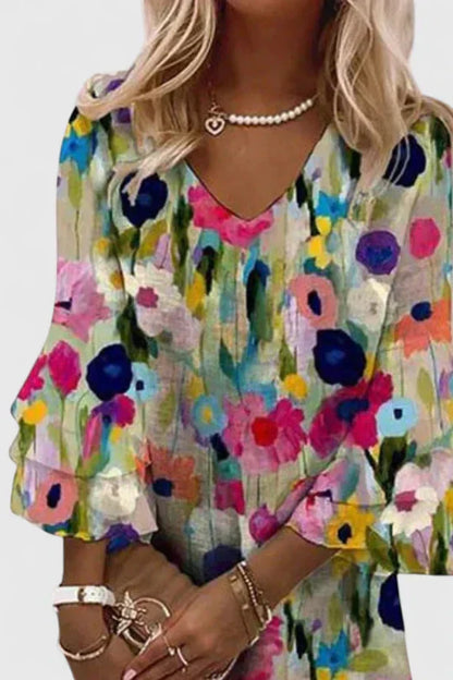 Mia | Women's Floral Chic Mini Dress with V-Neck