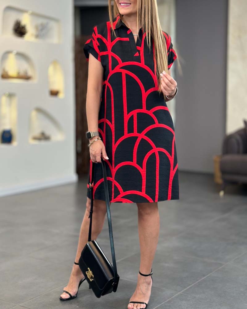 Ellanore | Women's Relaxed Geometric Print Polo Dress