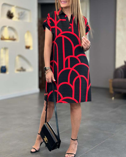 Ellanore | Women's Relaxed Geometric Print Polo Dress