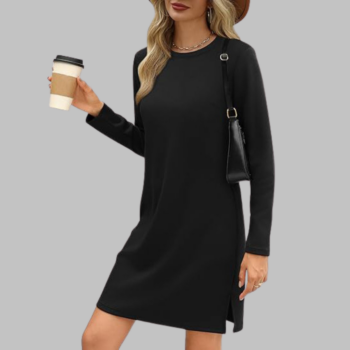 Talia | Women's Casual Long Sleeve Round Neck Mini Dress