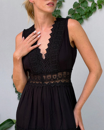 Stella | Women's Comfy V-Neck Tank Midi Dress