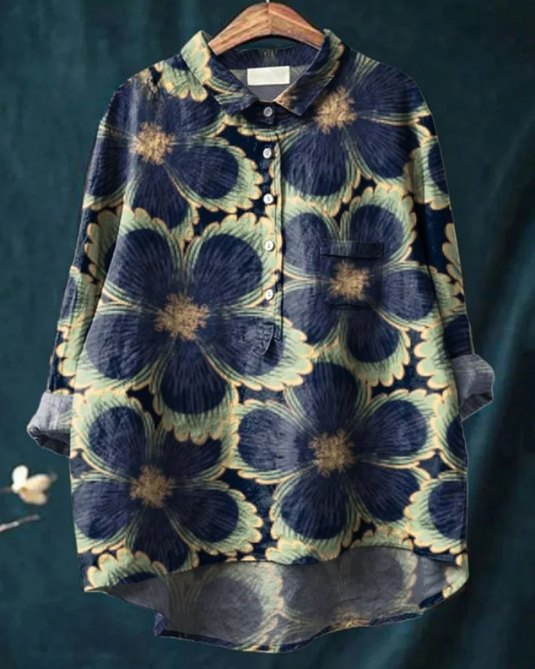 Jaclynn | Women's Floral Shirt with Ruffle Detail