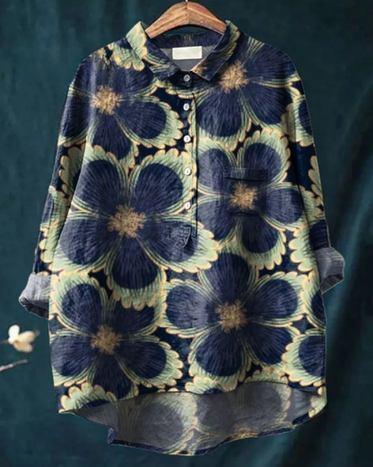 Jaclynn | Women's Floral Shirt with Ruffle Detail