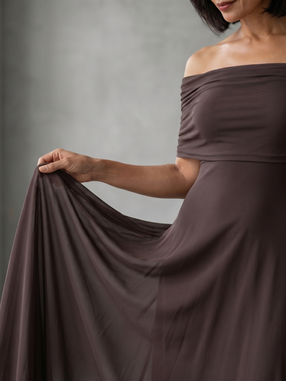 June | Women's Off Shoulder Draped Midi Dress