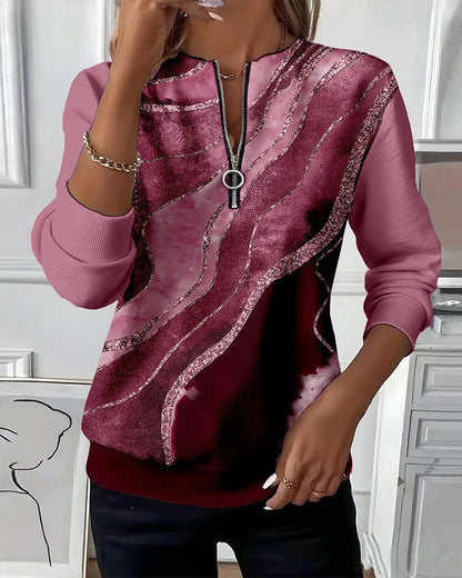 Jonah | Women's Relaxed Printed Vintage Half-Zip Sweatshirt