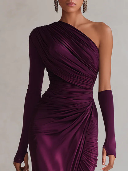 Women's Rhianna Chic Maxi Dress with Sleeves and Side Slit
