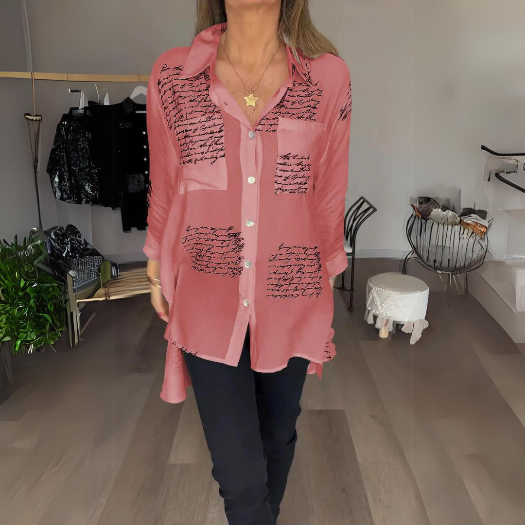 Carla | Women's Longline Handwritten Button-Up Shirt