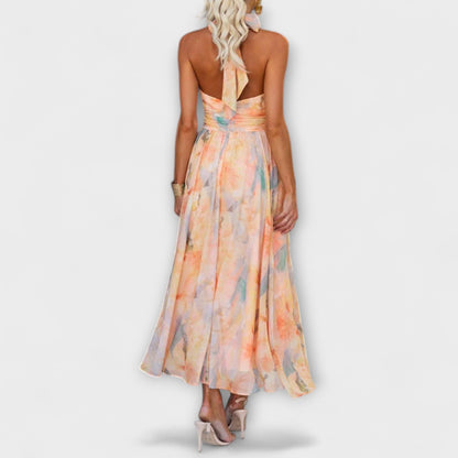 Dana | Women's Watercolour Halter Maxi Dress