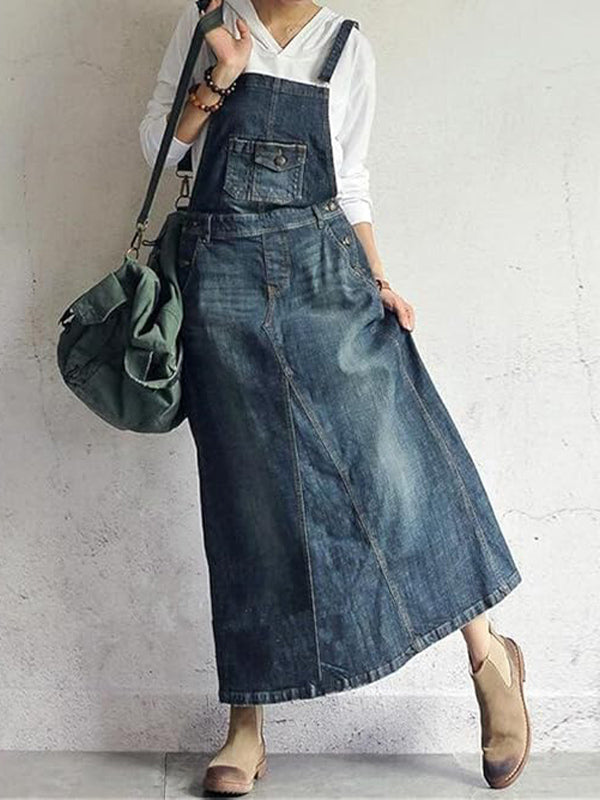 Demi | Women's Casual Denim Overall Dress with Pockets