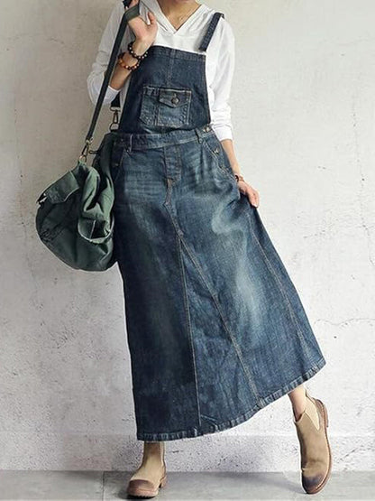 Demi | Women's Casual Denim Overall Dress with Pockets