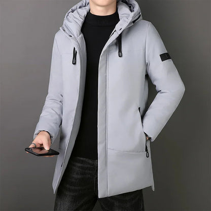 Elegant Long Men's Jacket with Long Sleeve
