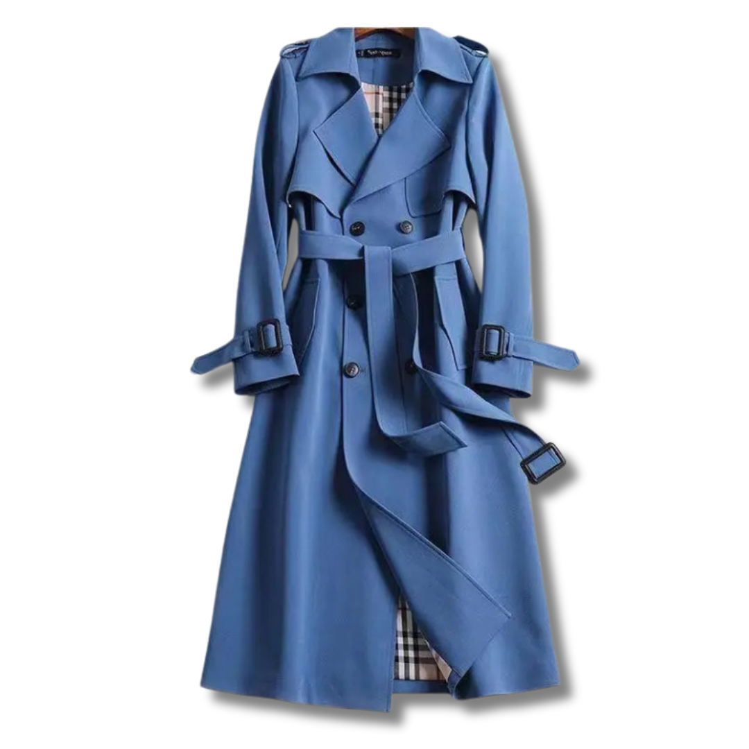 Valentina | Women's Checked Classic Trench Coat with Pockets