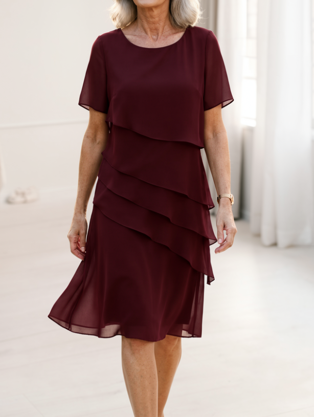 Linda | Women's Elegant Comfort Ruffle Midi Dress