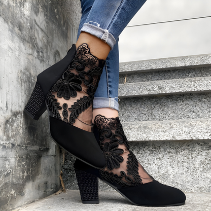 Norenne | Women's Cushioned Zip Chic Breathable Orthopedic Heels with Arch Support