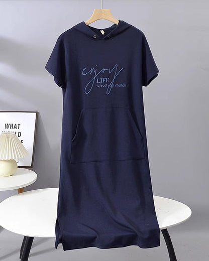 Bridget | Women's Longline Casual Hoodie Midi Dress with Drawstring