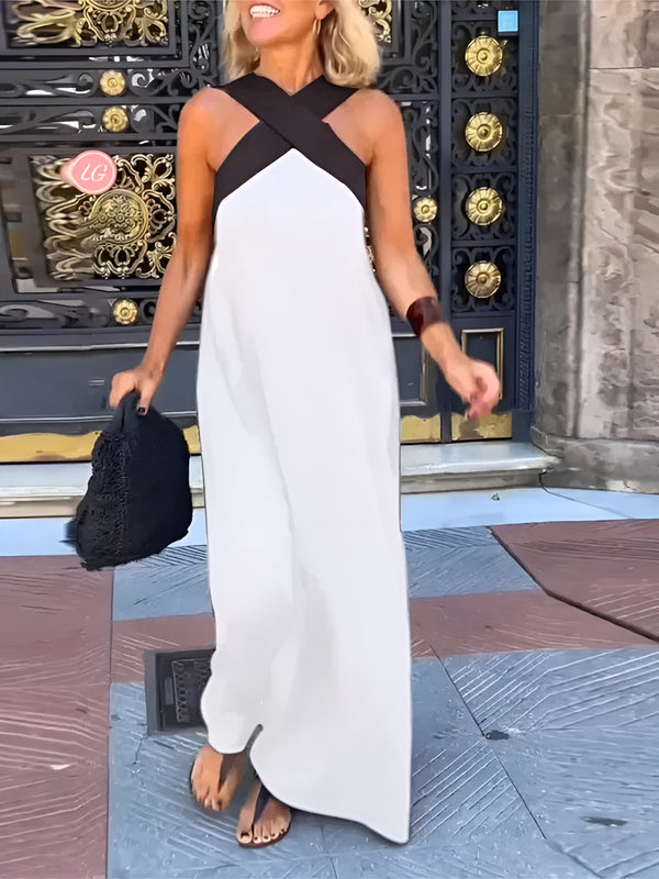 Delphine | Women's Relaxed Elegant Cross-Over Maxi Dress