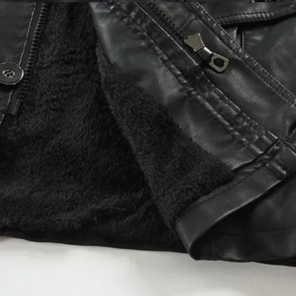 Men's Elegant Long Biker Jacket with Long Sleeve