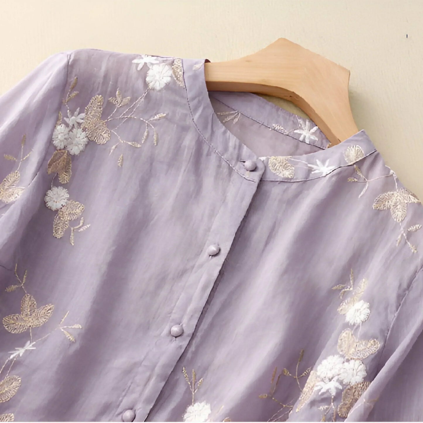 Emily | Women's Top with Embroidered Flowers