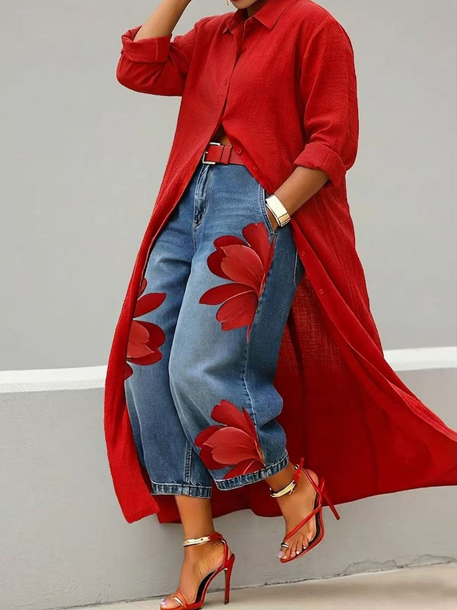 Sophia | Women's Elegant Flower Trousers with Pockets