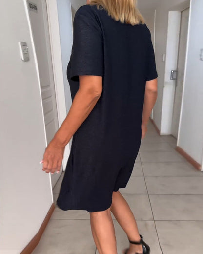 Els | Women's Dress with Short Sleeves and V-Neck