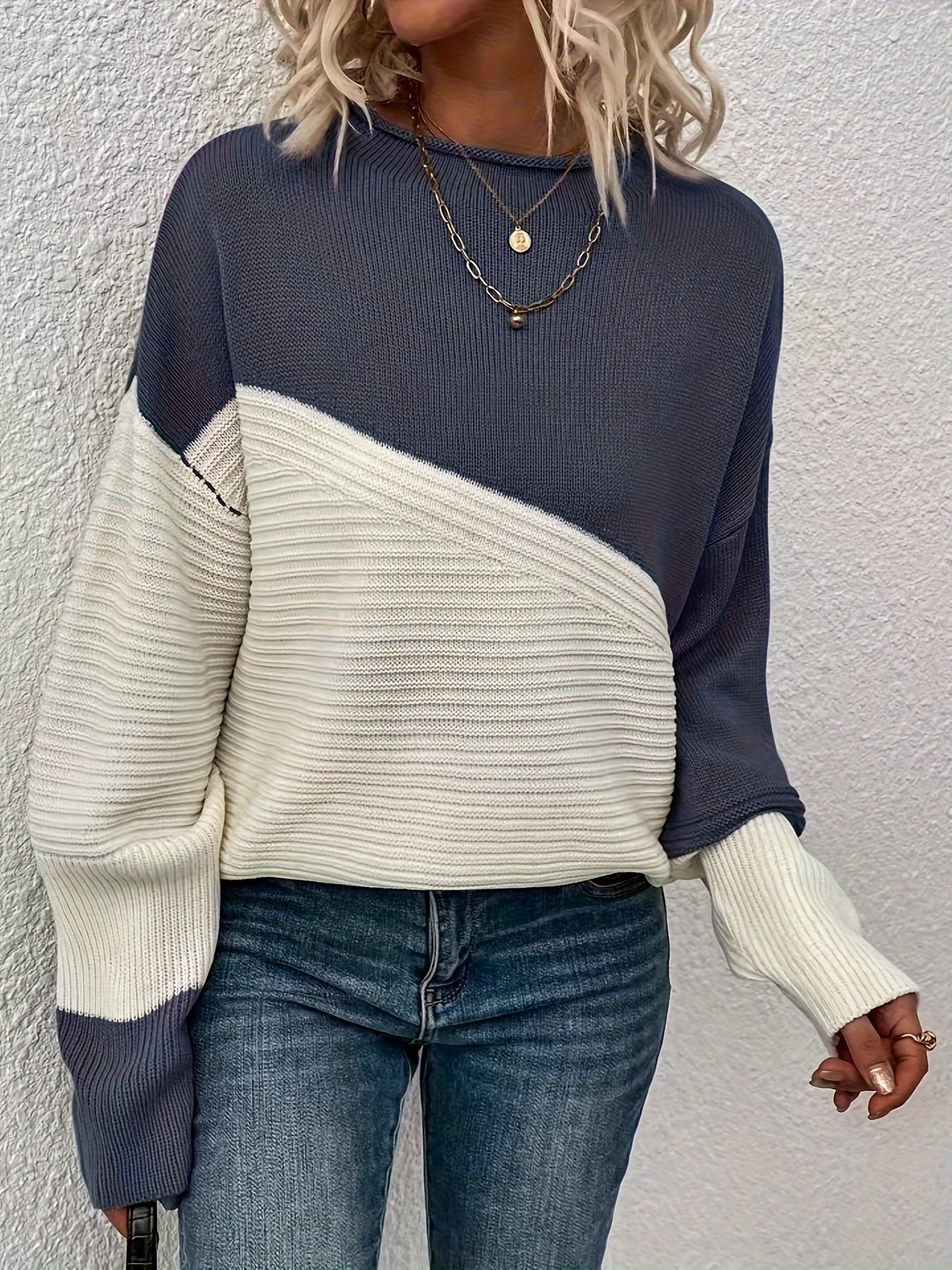 Zelda | Women's Elegant Colour Block Pullover Jumper