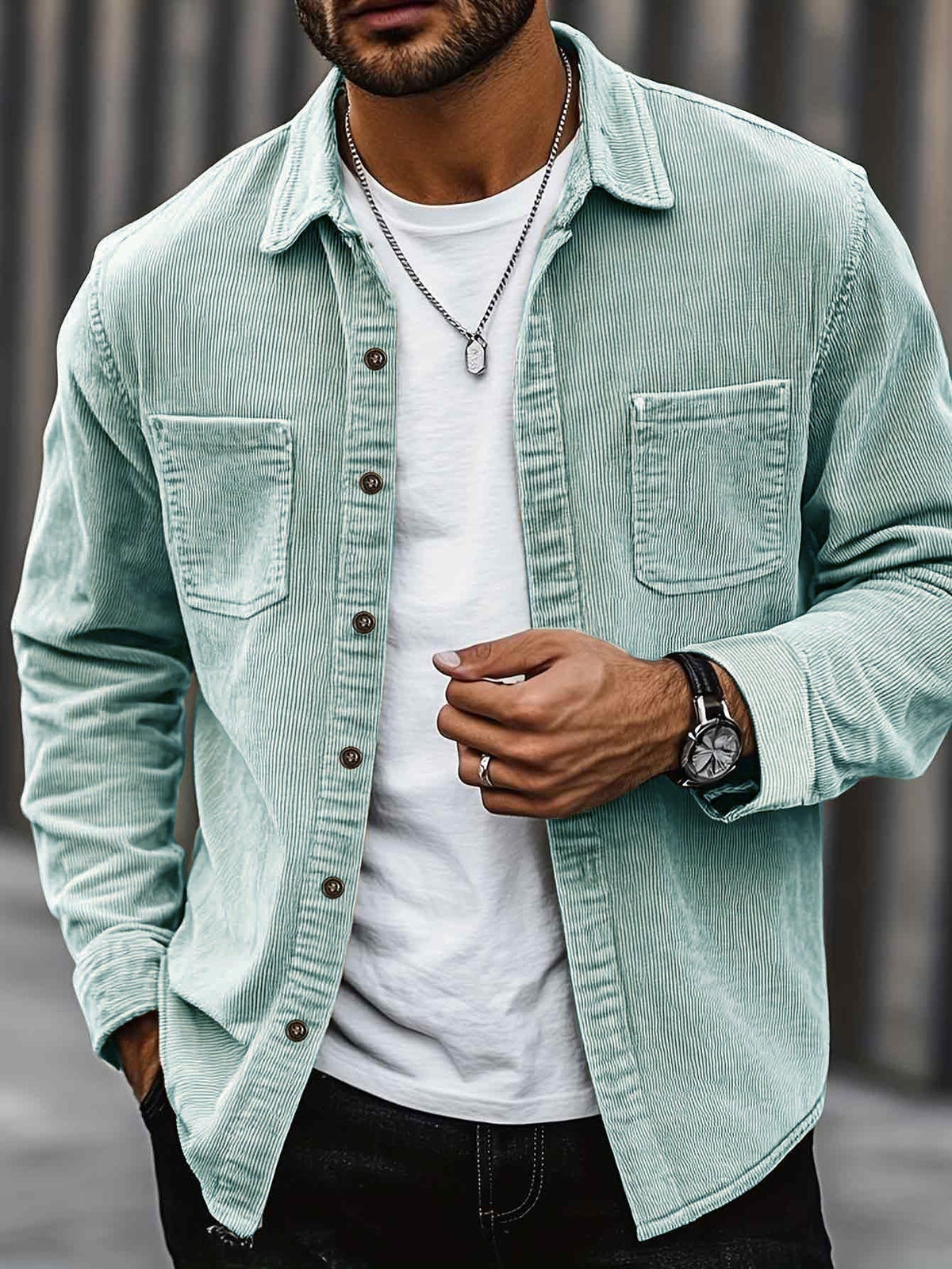 Johan Men's Shirt Jacket with Pockets and Long Sleeve
