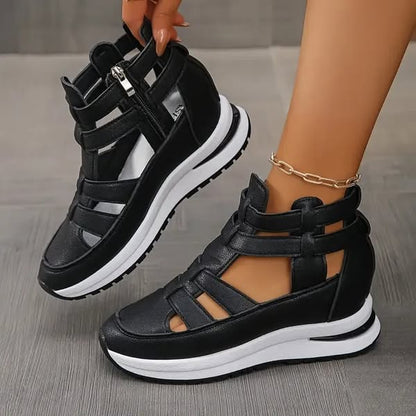 Women's Cushioned Open-Toe Lightweight Wedge Sandals with Side Zip for Ultimate Comfort