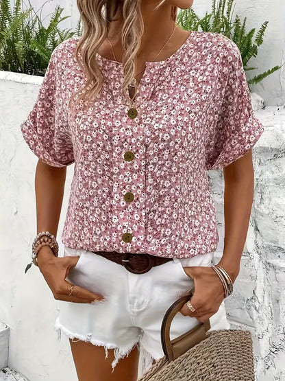 Verna | Women's Cropped Chic Floral Print Blouse