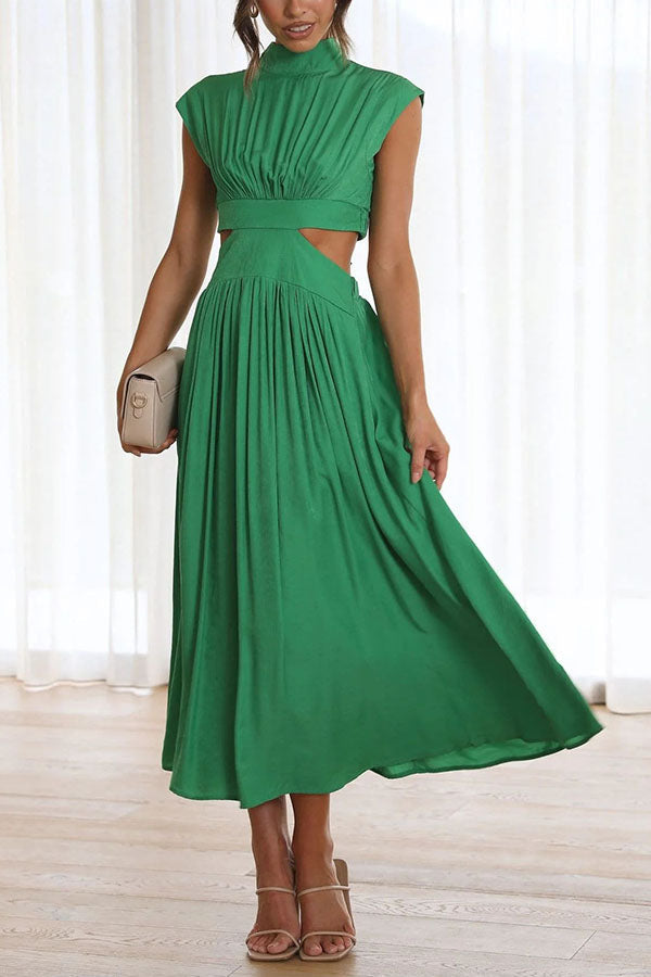 Quincy | Women's Midi Dress with Cut-Out and Pockets