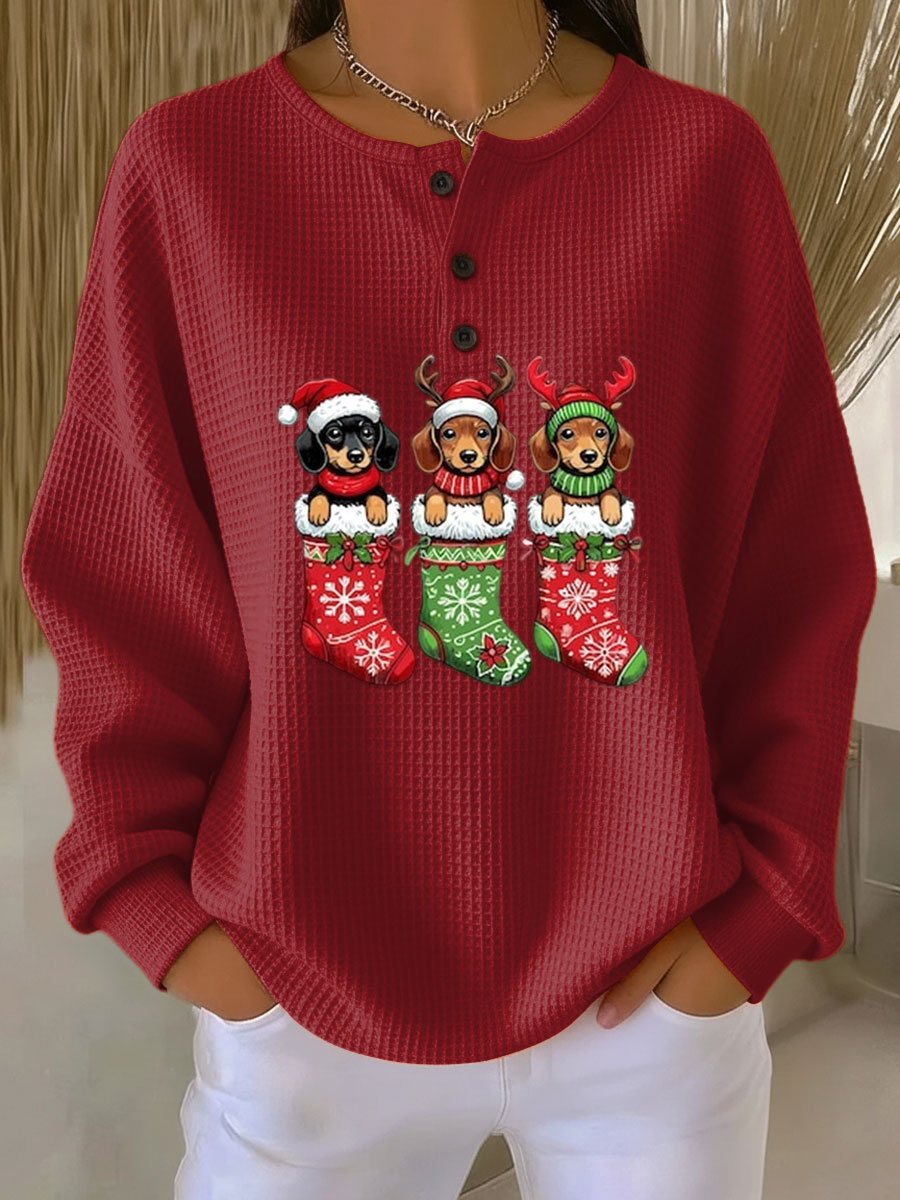Grethe | Women's Vintage Christmas Jumper with Dog Motif