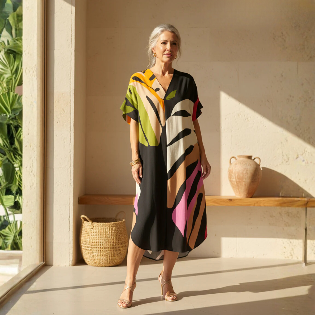 Rianna | Women's Abstract Print Dress with V-Neck