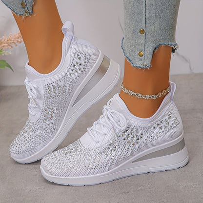 Women's Cushioned Lace-Up Comfortable Breathable Orthopedic Trainers for Everyday Wear