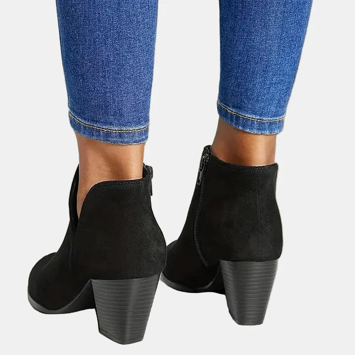 Hailey | Women's Cushioned Slip-On Block Heel Ankle Boots