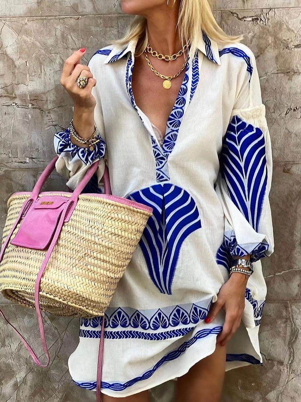Kristine | Women's Chic Unique Print Mini Dress for the Holidays