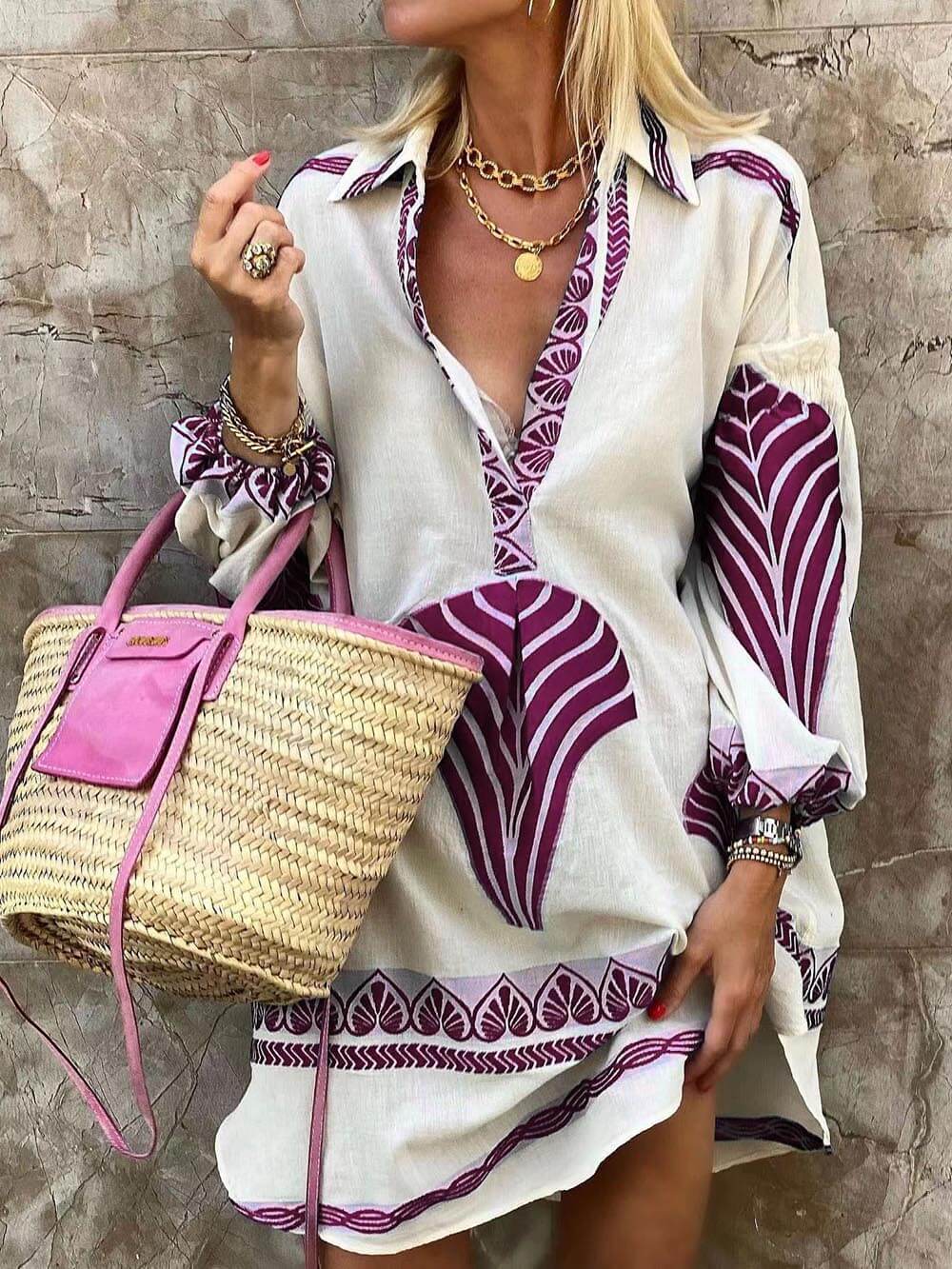 Kristine | Women's Chic Unique Print Mini Dress for the Holidays