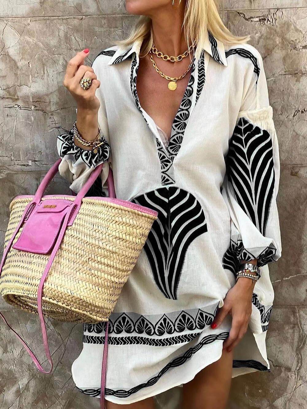 Kristine | Women's Chic Unique Print Mini Dress for the Holidays