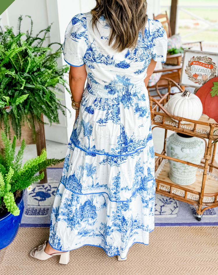 Eliza | Women's Classic Toile Maxi with Smocking