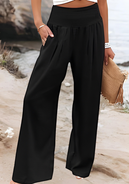 Women's Lily Flowing Beach Trousers with Wide Legs