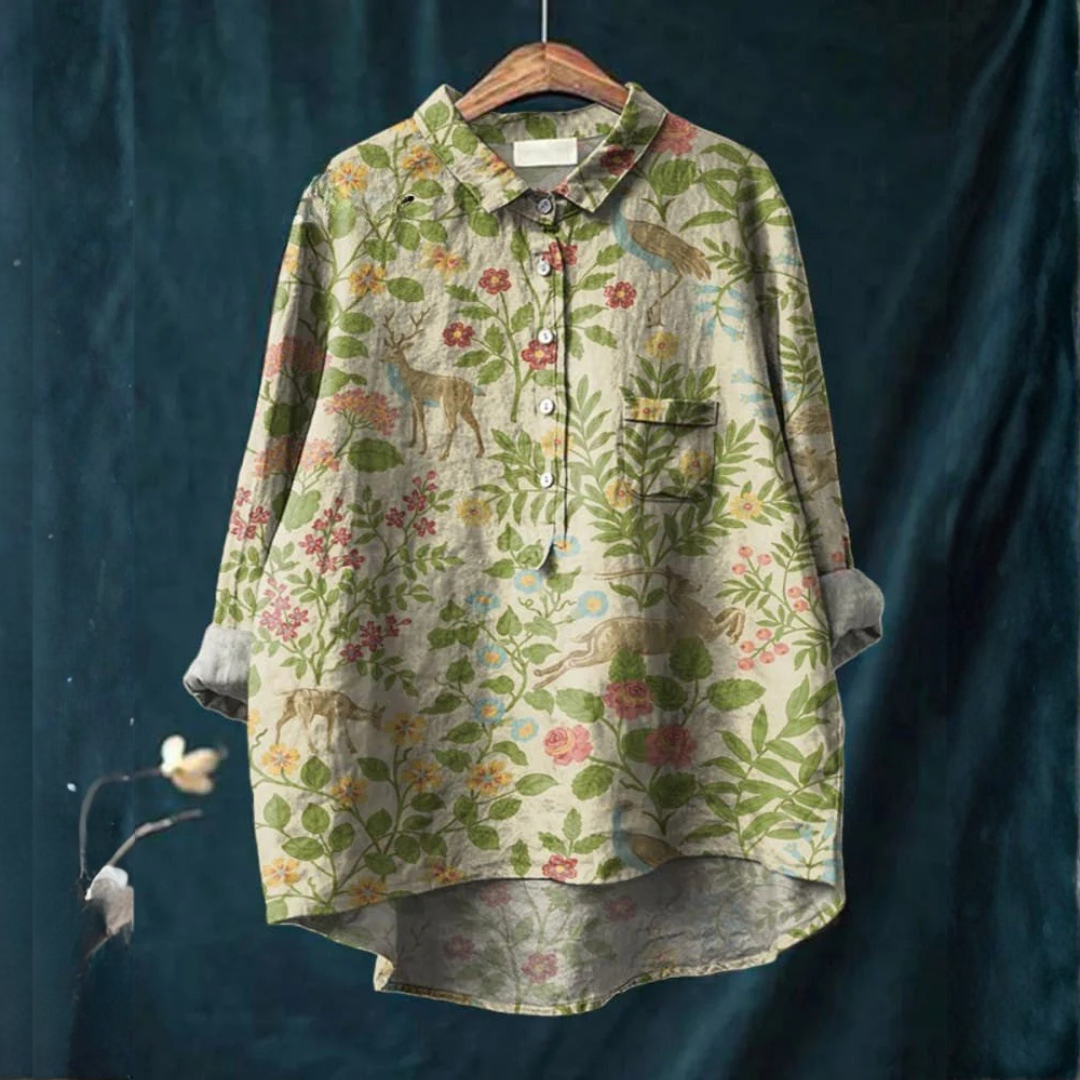 Elena | Women's Longline Patterned Shirt