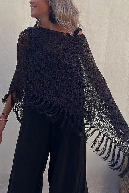 Women's Sunset Breeze Tassel Cover-Up with Hollow-Out Design